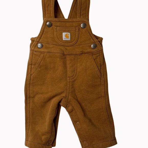 Carhartt Baby Brown Fleece Overalls 3M Snaps Adjustable Straps Western Country - Picture 1 of 5